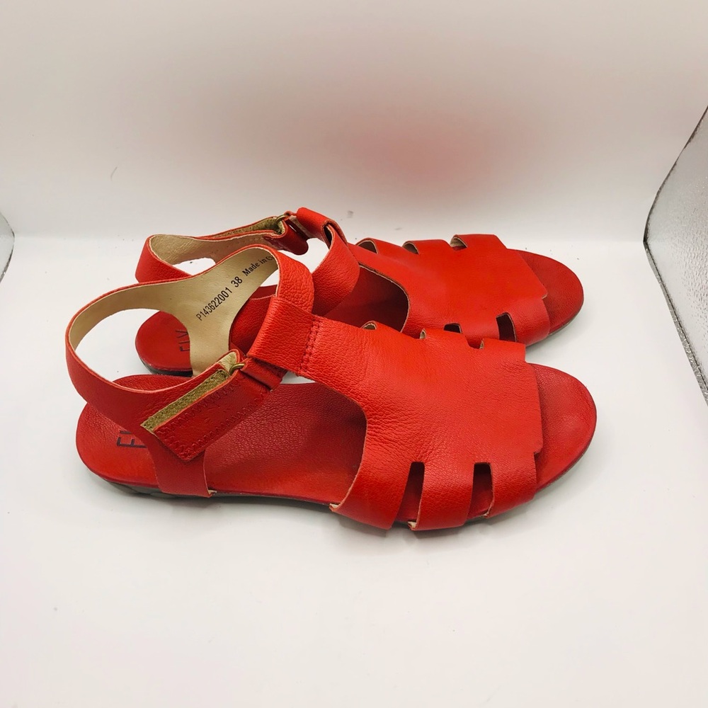 Fly London Red Leather Open-Toe Sandals